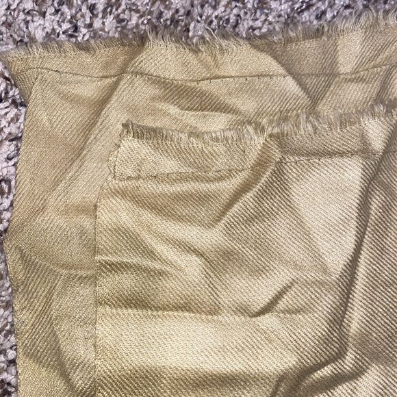 Nitika Embroidered Shawl Shinham SSI Handmade Floral Tan Raw Hem 81x39 Scarf - Picture 8 of 9